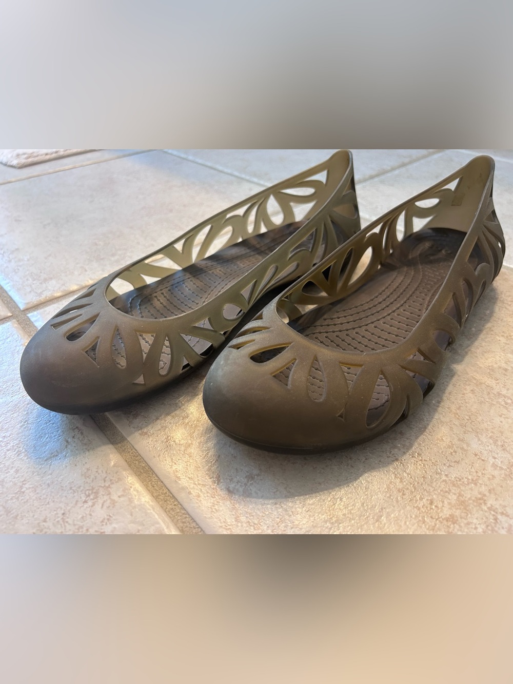 CROCS brown Cutout Slip-On Flats